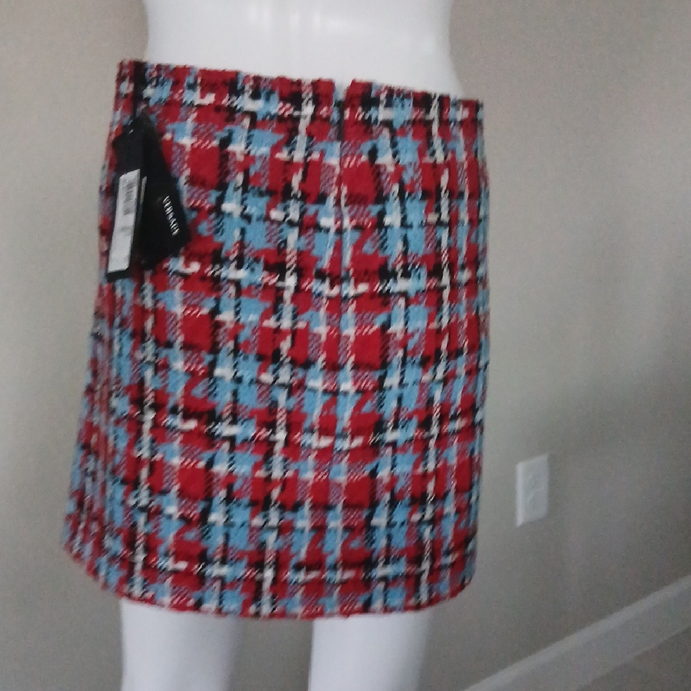 Versace Red and Blue Plaid Mini Skirt